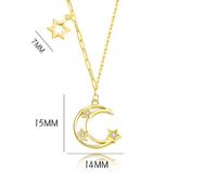 Simple Style Star Moon Sterling Silver Plating Inlay Zircon Pendant Necklace main image 2