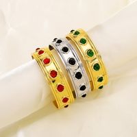 Classical Vintage Style Simple Style Round Alloy Inlay Resin Women's Wristband Bangle main image 5