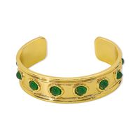 Classical Vintage Style Simple Style Round Alloy Inlay Resin Women's Wristband Bangle sku image 1