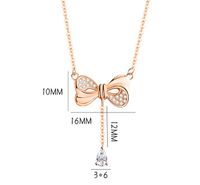 Simple Style Bow Knot Sterling Silver Plating Inlay Zircon Pendant Necklace main image 2