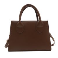 Women's Pu Leather Solid Color Basic Vintage Style Square Zipper Shoulder Bag Handbag Crossbody Bag sku image 4