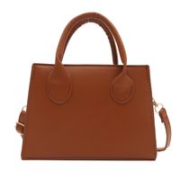 Women's Pu Leather Solid Color Basic Vintage Style Square Zipper Shoulder Bag Handbag Crossbody Bag sku image 1