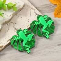 1 Pair Ig Style Casual Shamrock Lips Frog Plating Arylic Silver Plated Drop Earrings main image 5