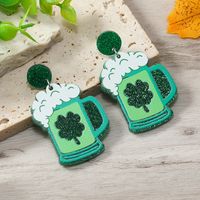 1 Pair Ig Style Casual Shamrock Lips Frog Plating Arylic Silver Plated Drop Earrings main image 6