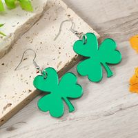 1 Pair Ig Style Casual Shamrock Lips Frog Plating Arylic Silver Plated Drop Earrings main image 10