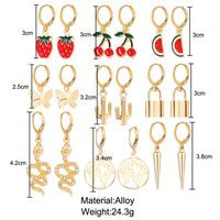 1 Set Cute Commute Korean Style Cherry Strawberry Snake Enamel Plating Inlay Alloy Artificial Gemstones Artificial Crystal Artificial Diamond Gold Plated Silver Plated Drop Earrings main image 2
