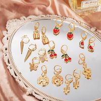 1 Set Cute Commute Korean Style Cherry Strawberry Snake Enamel Plating Inlay Alloy Artificial Gemstones Artificial Crystal Artificial Diamond Gold Plated Silver Plated Drop Earrings main image 5