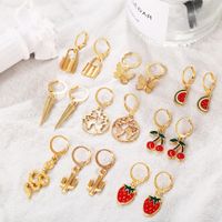 1 Set Cute Commute Korean Style Cherry Strawberry Snake Enamel Plating Inlay Alloy Artificial Gemstones Artificial Crystal Artificial Diamond Gold Plated Silver Plated Drop Earrings main image 3