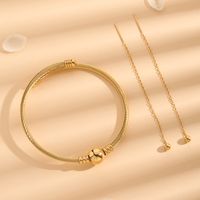 Simple Style Round Stainless Steel Polishing Plating 18k Gold Plated Jewelry Set main image 1