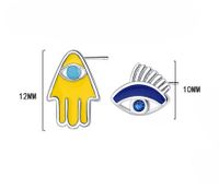 1 Pair Cartoon Style Devil's Eye Hand Of Fatima Asymmetrical Epoxy Copper Ear Studs main image 2