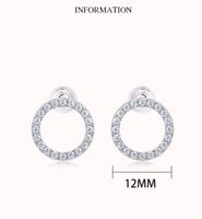 Simple Style Shiny Circle Sterling Silver Gra Plating Inlay Moissanite 18k Gold Plated Ear Studs main image 2