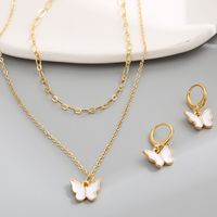 Ig Style Sweet Butterfly Alloy Enamel Plating Gold Plated Women's Jewelry Set main image 3