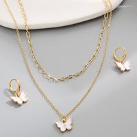 Ig Style Sweet Butterfly Alloy Enamel Plating Gold Plated Women's Jewelry Set main image 1