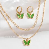 Ig Style Sweet Butterfly Alloy Enamel Plating Gold Plated Women's Jewelry Set main image 4