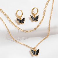 Ig Style Sweet Butterfly Alloy Enamel Plating Gold Plated Women's Jewelry Set main image 5