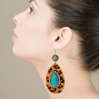 1 Pair Elegant Luxurious Water Droplets Leopard Plating Inlay Alloy Turquoise Gold Plated Drop Earrings main image 1