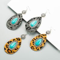 1 Pair Elegant Luxurious Water Droplets Leopard Plating Inlay Alloy Turquoise Gold Plated Drop Earrings main image 3