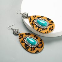 1 Pair Elegant Luxurious Water Droplets Leopard Plating Inlay Alloy Turquoise Gold Plated Drop Earrings main image 4