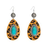 1 Pair Elegant Luxurious Water Droplets Leopard Plating Inlay Alloy Turquoise Gold Plated Drop Earrings main image 5