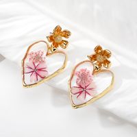 1 Pair Vacation Sweet Heart Shape Flower Resin Drop Earrings sku image 3