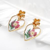 1 Pair Vacation Sweet Heart Shape Flower Resin Drop Earrings sku image 2