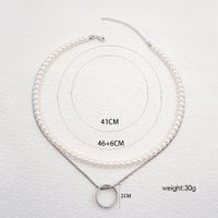 Casual Hip-hop Simple Style Circle Titanium Steel Pearl Double Layer Necklaces main image 2
