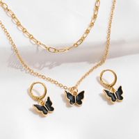 Ig Style Sweet Butterfly Alloy Enamel Plating Gold Plated Women's Jewelry Set sku image 2