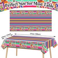 Cartoon Style Letter Stripe Plastic Daily Party Festival Tablecloth main image 4