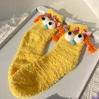 Women's Cute Funny Cartoon Polyester Coral Fleece Crew Socks A Pair sku image 4