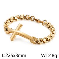 Hip-Hop Cross Titanium Steel 18K Gold Plated Men's Bracelets sku image 3