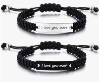Casual Letter Stainless Steel Rope Couple Bracelets sku image 1