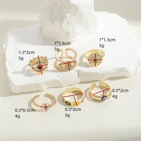 Vintage Style Simple Style Devil's Eye Copper Enamel Plating Inlay Zircon 14k Gold Plated Open Rings main image 2