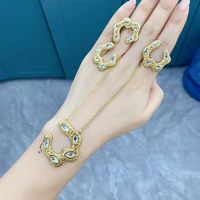 304 Stainless Steel 18K Gold Plated Vintage Style Plating Circle Solid Color Glass Stone Jewelry Set sku image 2