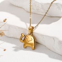 Sweet Simple Style Elephant Stainless Steel 18k Gold Plated Pendant Necklace main image 5