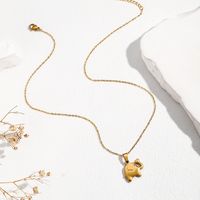 Sweet Simple Style Elephant Stainless Steel 18k Gold Plated Pendant Necklace main image 4