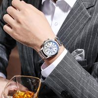 Classic Style Solid Color Single Folding Buckle Quartz Men's Watches main image 3