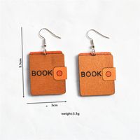 1 Pair Cartoon Style Book Wood Metal Drop Earrings main image 4