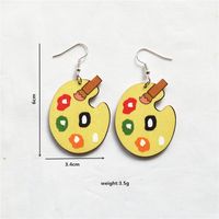 1 Pair Cartoon Style Book Wood Metal Drop Earrings main image 5