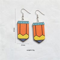 1 Pair Cartoon Style Book Wood Metal Drop Earrings main image 7