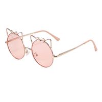 Cute Cat Ears Pc Round Frame Full Frame Kids Sunglasses sku image 6