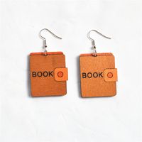 1 Pair Cartoon Style Book Wood Metal Drop Earrings sku image 1