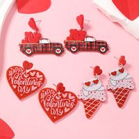 1 Pair Cute Ice Cream Car Heart Shape Painted Arylic Silver Plated Drop Earrings main image 1