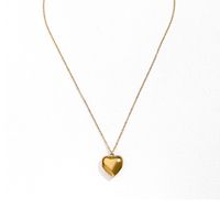 Simple Style Heart Shape Stainless Steel Three-dimensional 18k Gold Plated Pendant Necklace main image 5