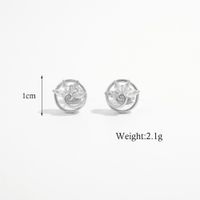 1 Pair Ig Style Elegant Solid Color Rose Wreath Snowflake Hollow Out Sterling Silver Zircon White Gold Plated Rhodium Plated Ear Studs main image 2