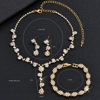 Moda Flor Cobre Embutido Perla Artificial Diamante De Imitación Pulsera Aretes Collar sku image 3