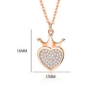 Lady Heart Shape Crown Sterling Silver Plating Inlay Zircon Pendant Necklace main image 2