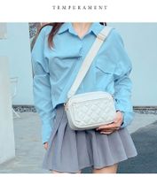Women's Medium Pu Leather Solid Color Lingge Basic Classic Style Square Zipper Shoulder Bag Crossbody Bag Square Bag main image 3