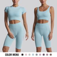 Sports Solid Color Nylon Round Neck Tracksuit Leggings main image 1