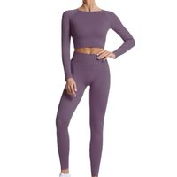 Sports Solid Color Nylon Round Neck Tracksuit Leggings main image 4