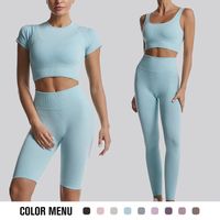 Sports Solid Color Nylon Round Neck Tracksuit Leggings main image 5